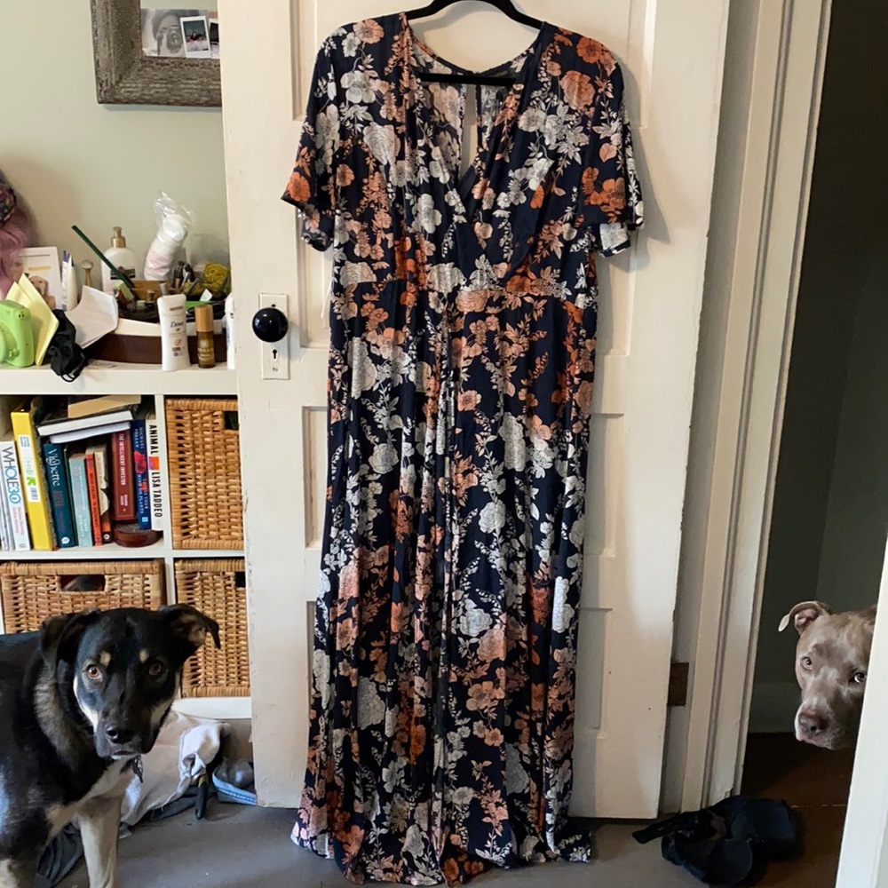 Navy floral maxi dress